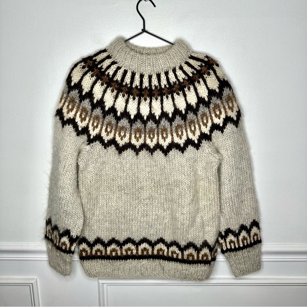 Hilda Ltd Vintage 100% Icelandic Wool Fair Isle Sweater Mens Size Small